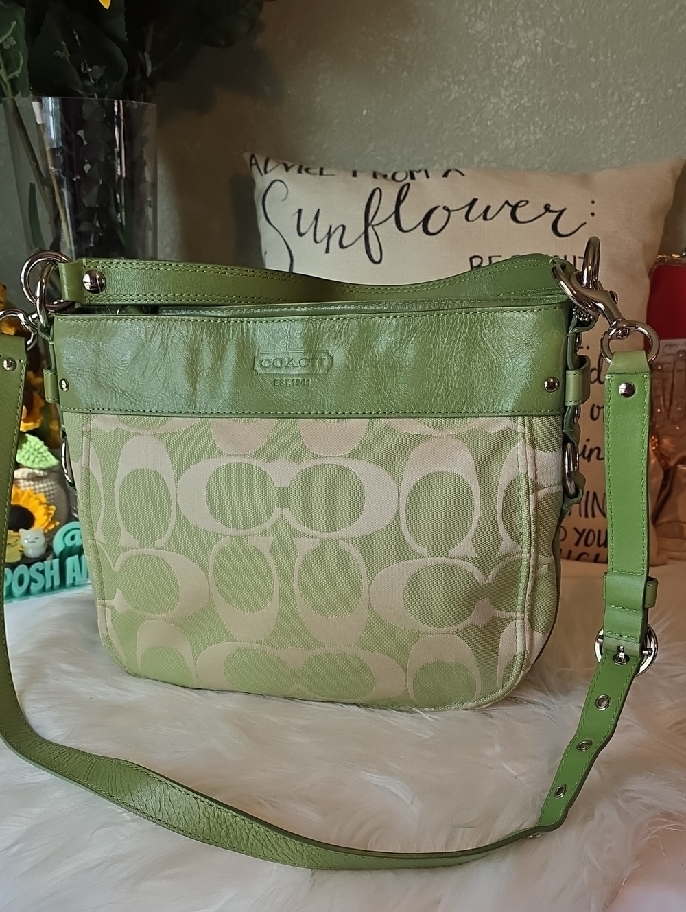 Coach SIG C' Jacquard And Leather ZOE bag EUC